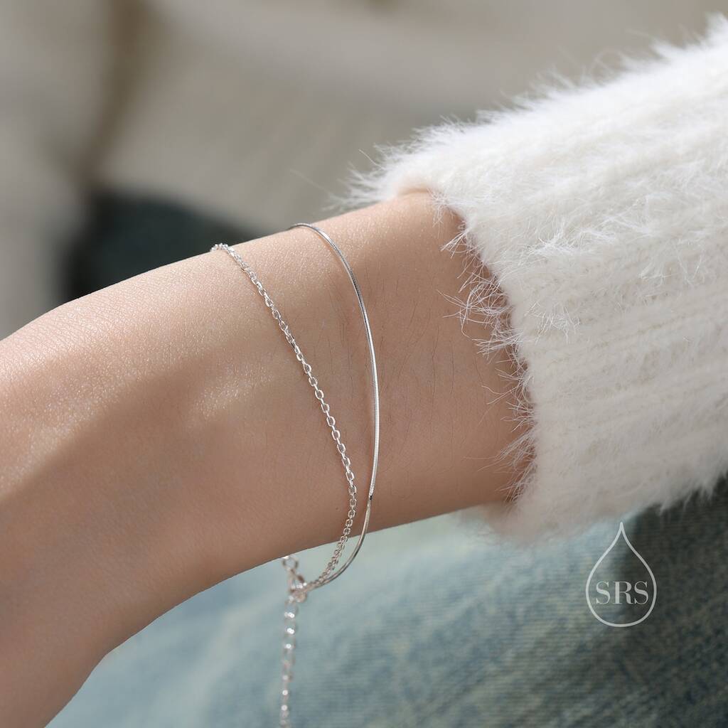 Dainty Double Layer Bracelet In Sterling Silver