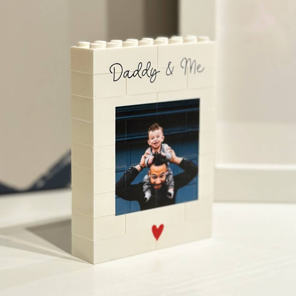 Personalised Daddy And Me Lego Brick Photo Block