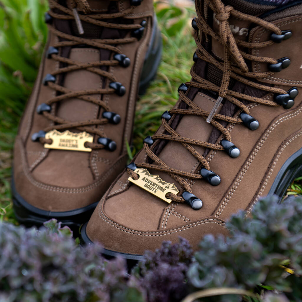 Personalised Solid Brass Hiking Boot Shoe Tags