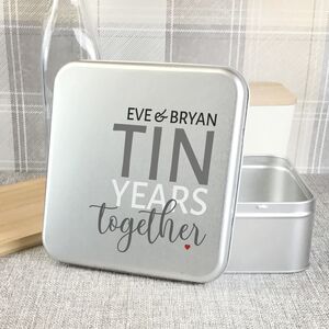 10th Wedding Anniversary Storage Tin Gift, Personalised
