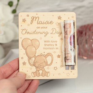Elephant Christening Gift Money Voucher Holder Card