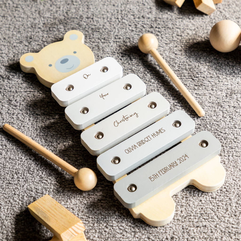 Personalised Bear Xylophone For Christening Baptism