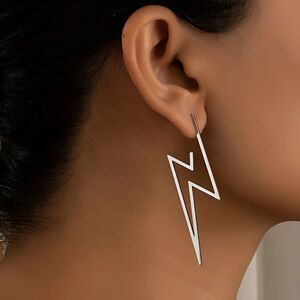 Silver Minimalist Lightning Strike Earrings
