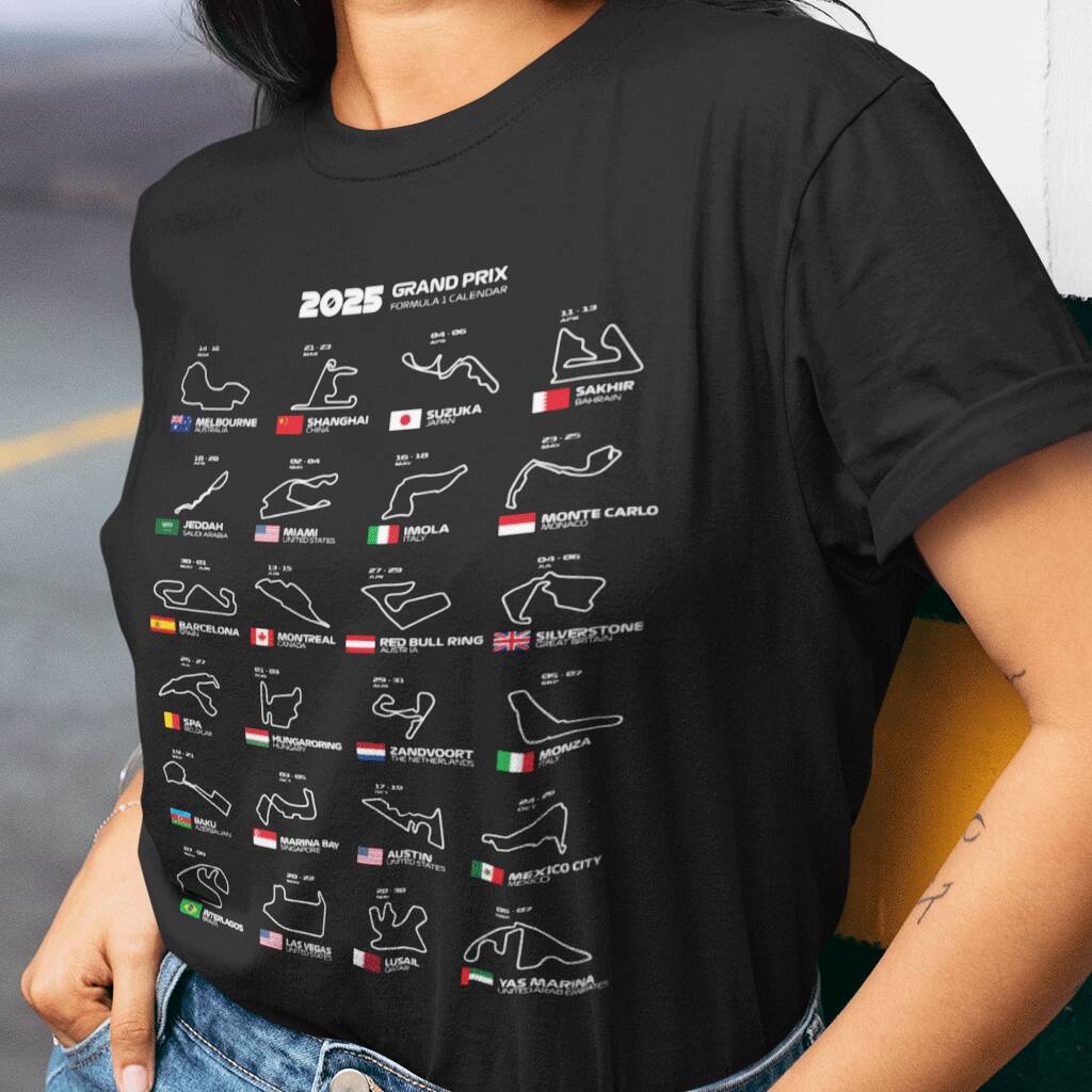 Formula One F1 2025 / 2026 Calendar Track F1 T Shirt Gift For Her