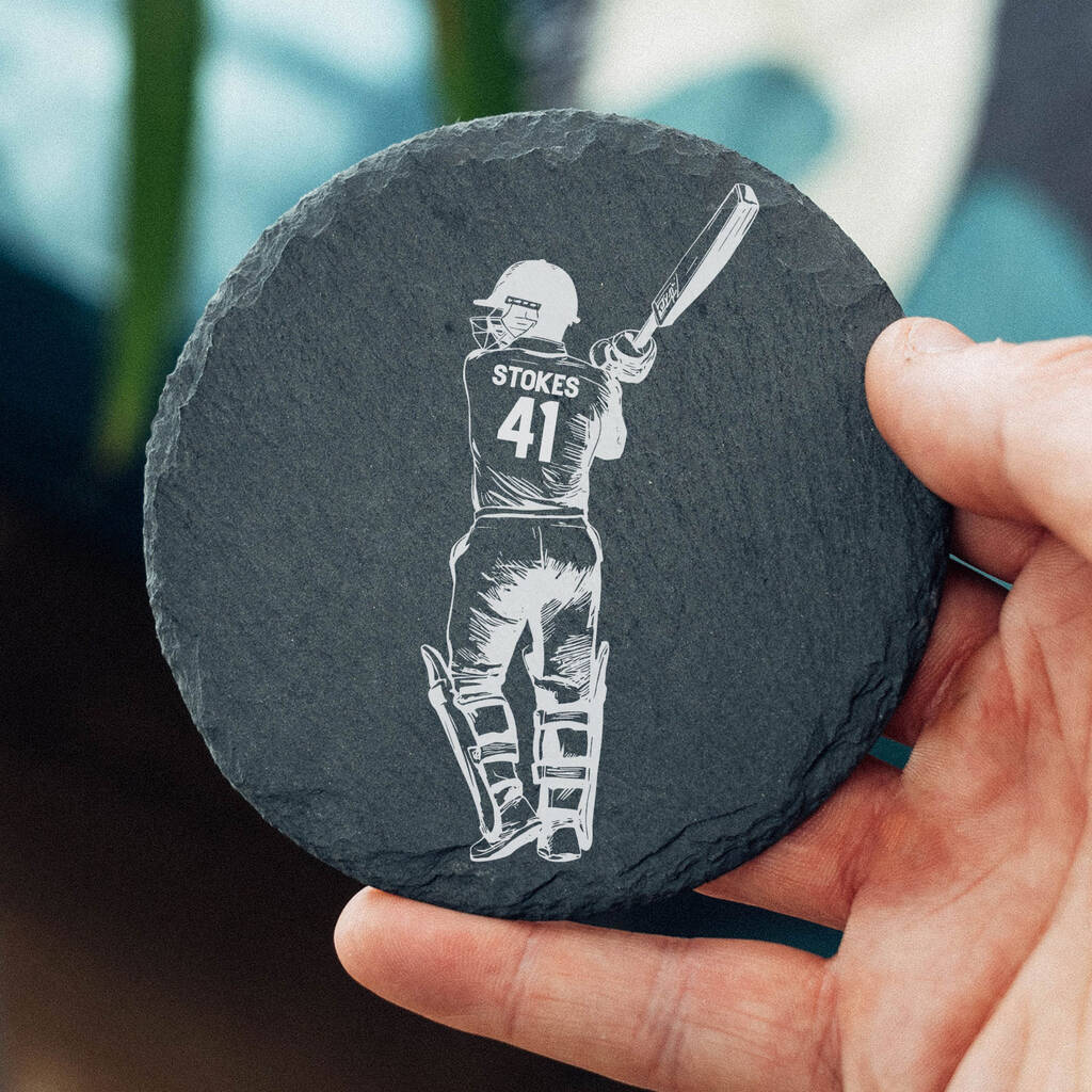 Cricket Gift For Him Custom Name + Age Birthday Coaster