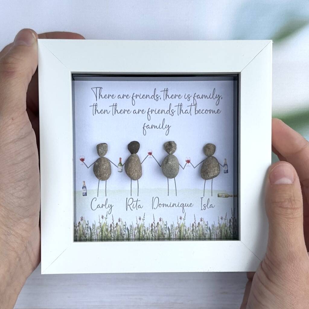 Personalised Friends With Wine Pebble Picture