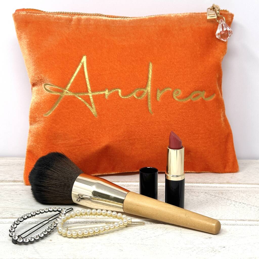 Personalised Name Velvet Make Up Bag, Gift For Her