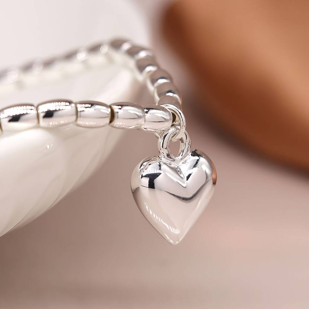 Puff Heart Bracelet With Heart Charm