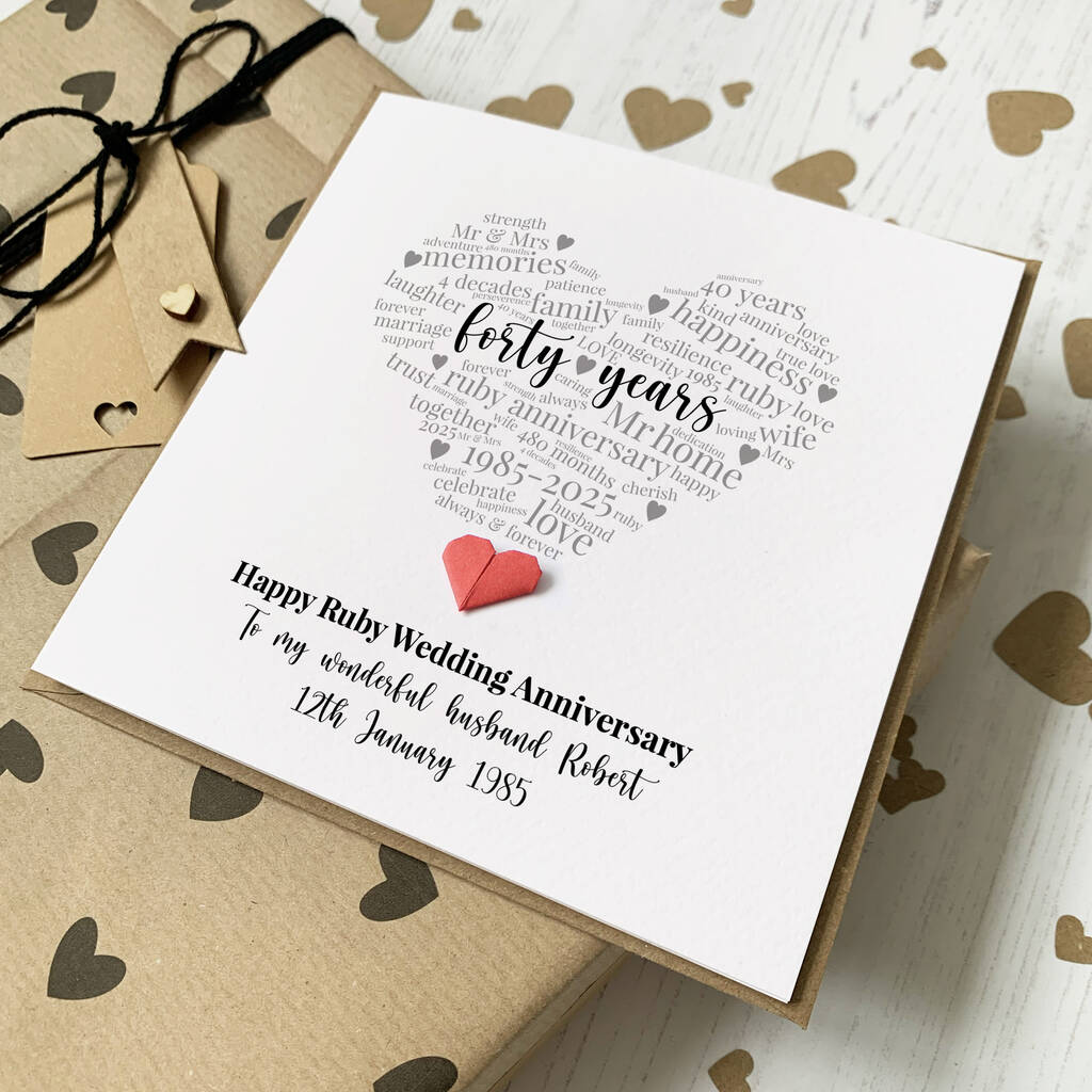 Personalised 40th Ruby Anniversary Card For Husband/Wife