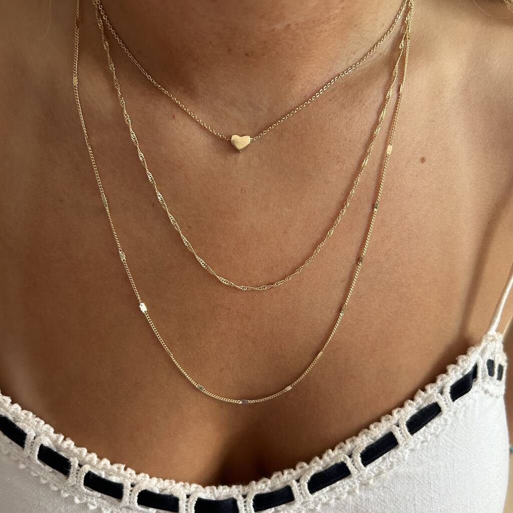 Multi Strand 18ct Gold Plated Heart Necklace