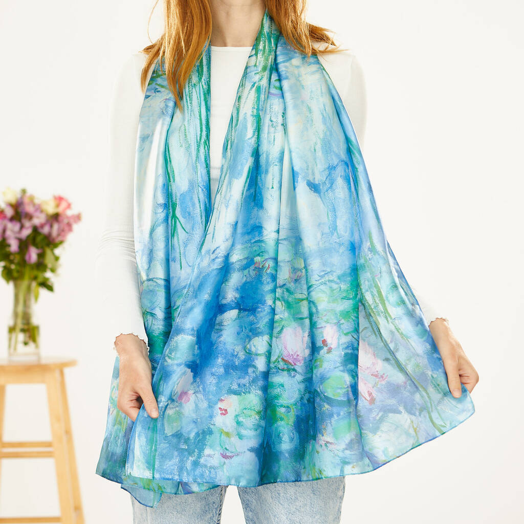 Water Lilies By Monet Silk Blend Scarf