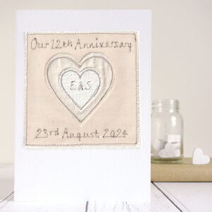Personalised Silk 12th Wedding Anniversary Card