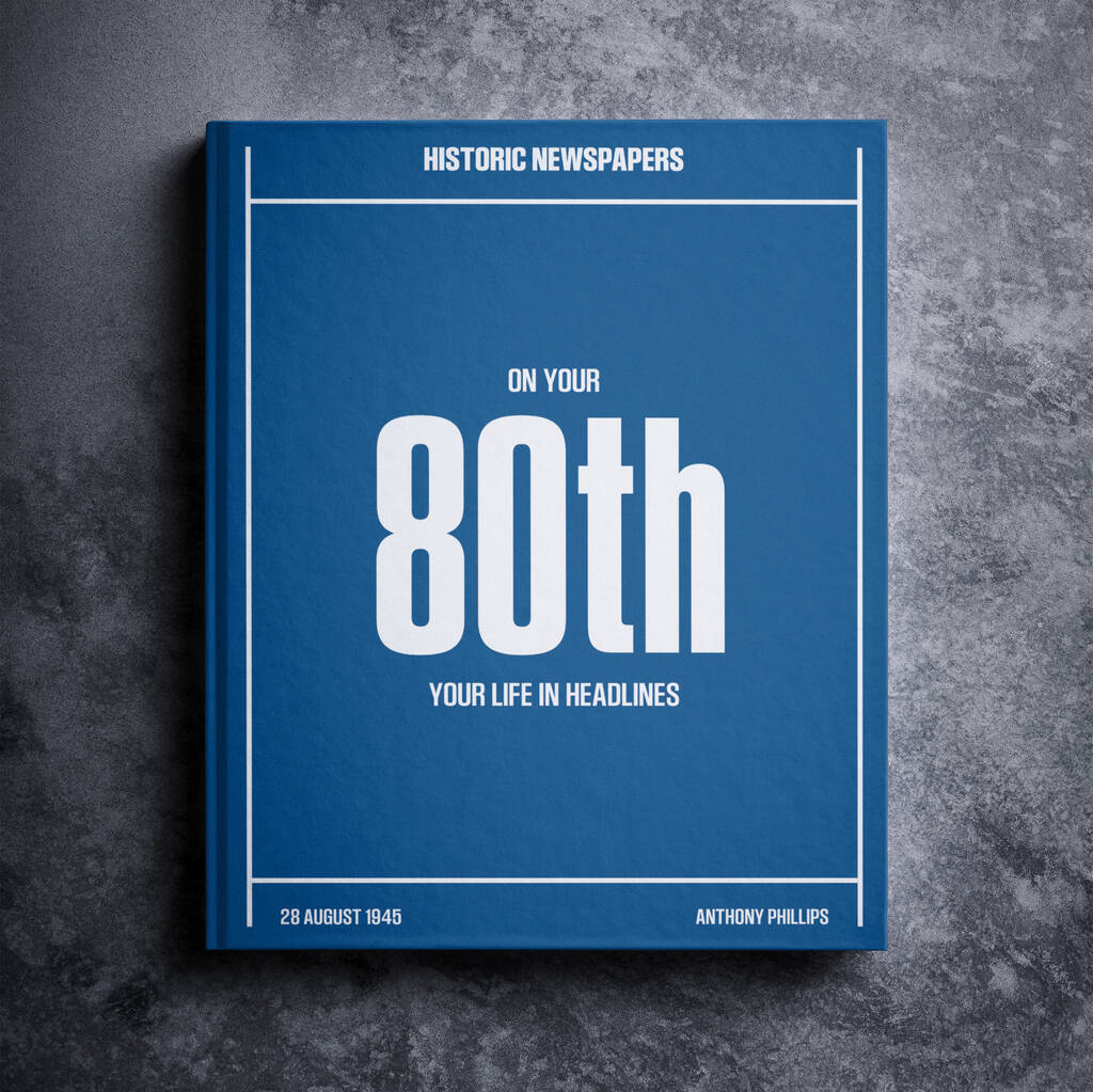Personalised 80th Birthday Milestone Newspaper Book