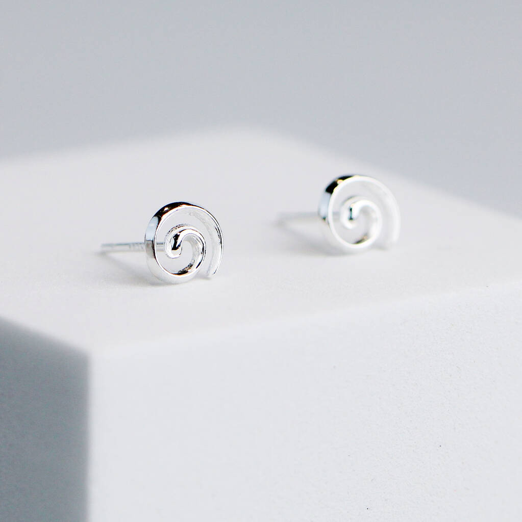 Sterling Silver Simple Spiral Stud Earrings
