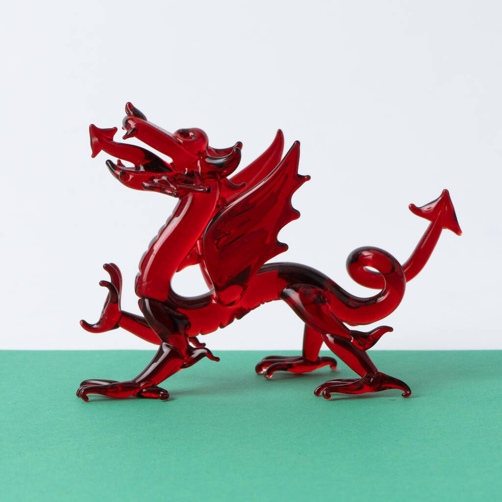 Artisan Glass Welsh Dragon In Gift Box - Decoration - Collectable - Gift For Home