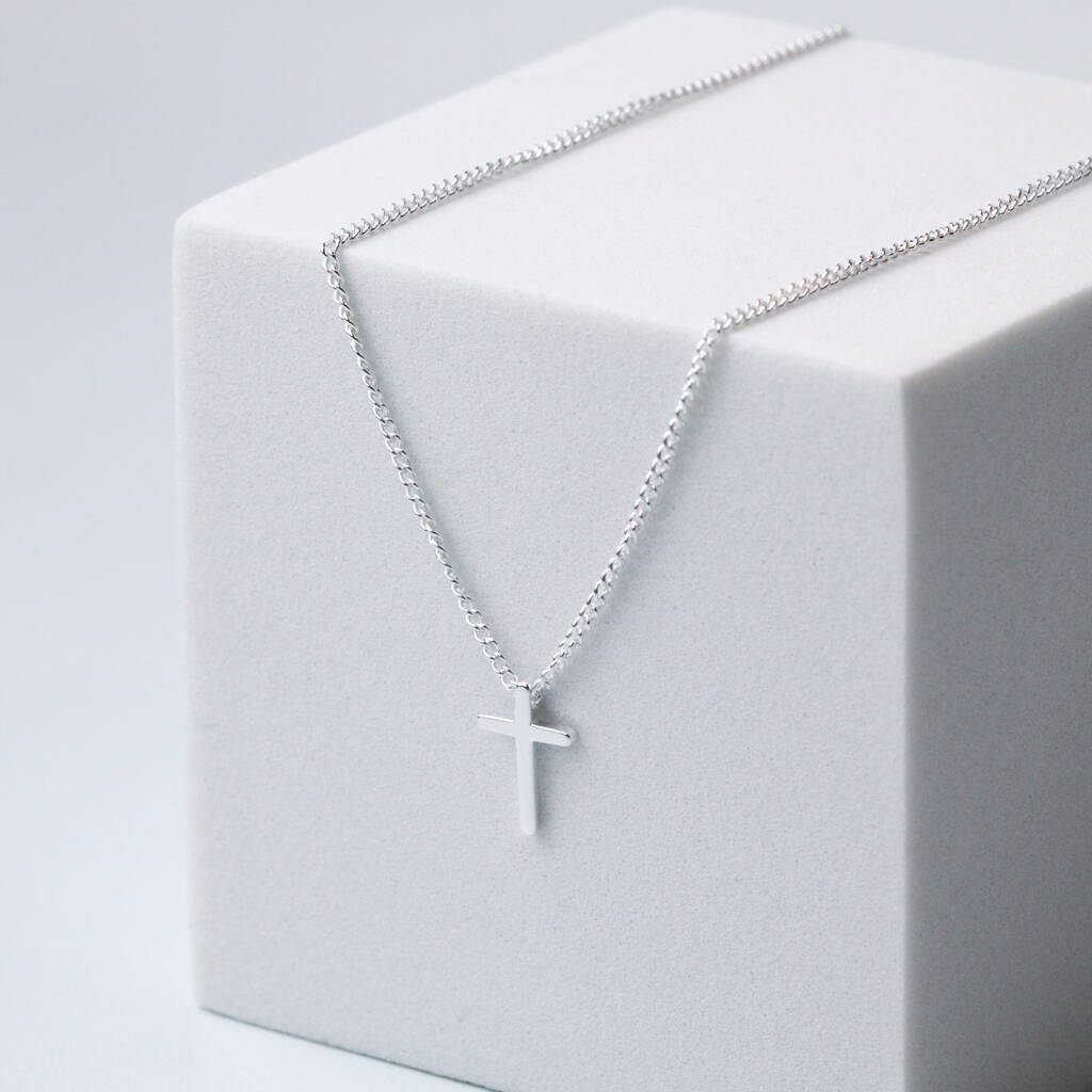 Sterling Silver Tiny Cross Pendant Necklace