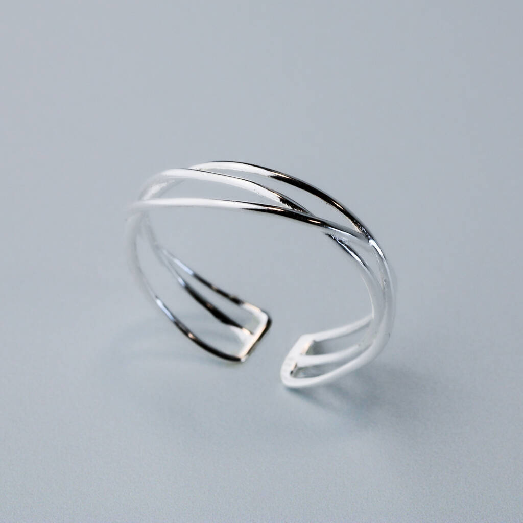 Sterling Silver Woven Band Adjustable Ring