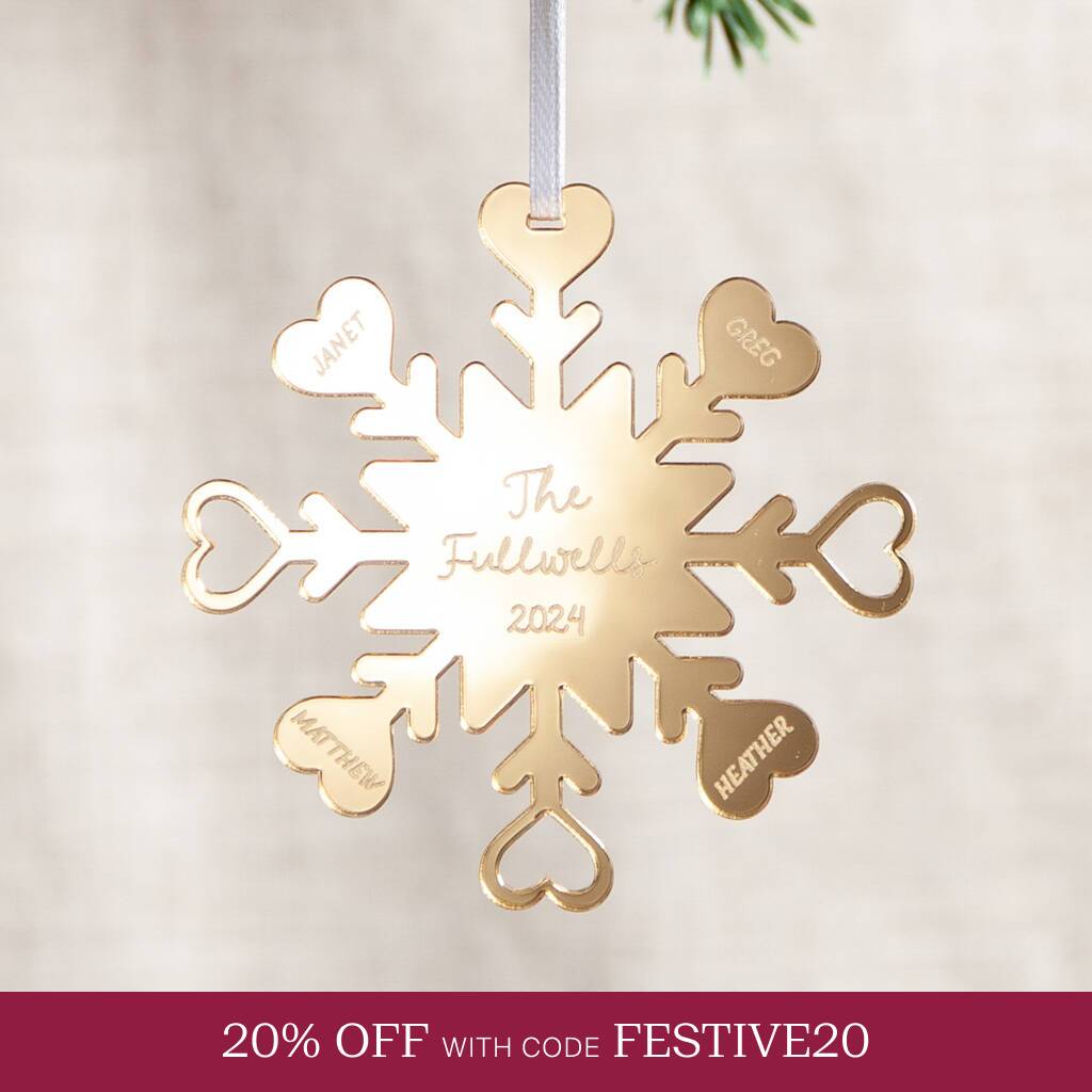 Metallic Snowflake Family Christmas Decoration