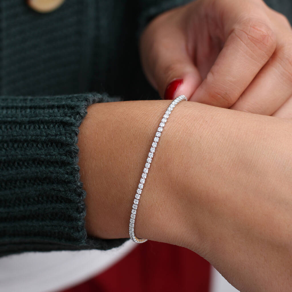 Personalised Silver Cubic Zirconia Tennis Bracelet