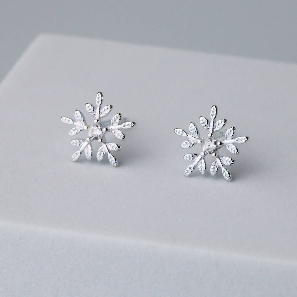 Sterling Silver Snowflake Stud Earrings