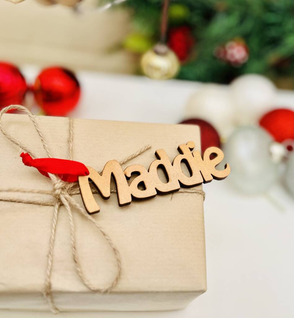 Wooden Christmas Gift Tag Name Personalised Xmas Tree