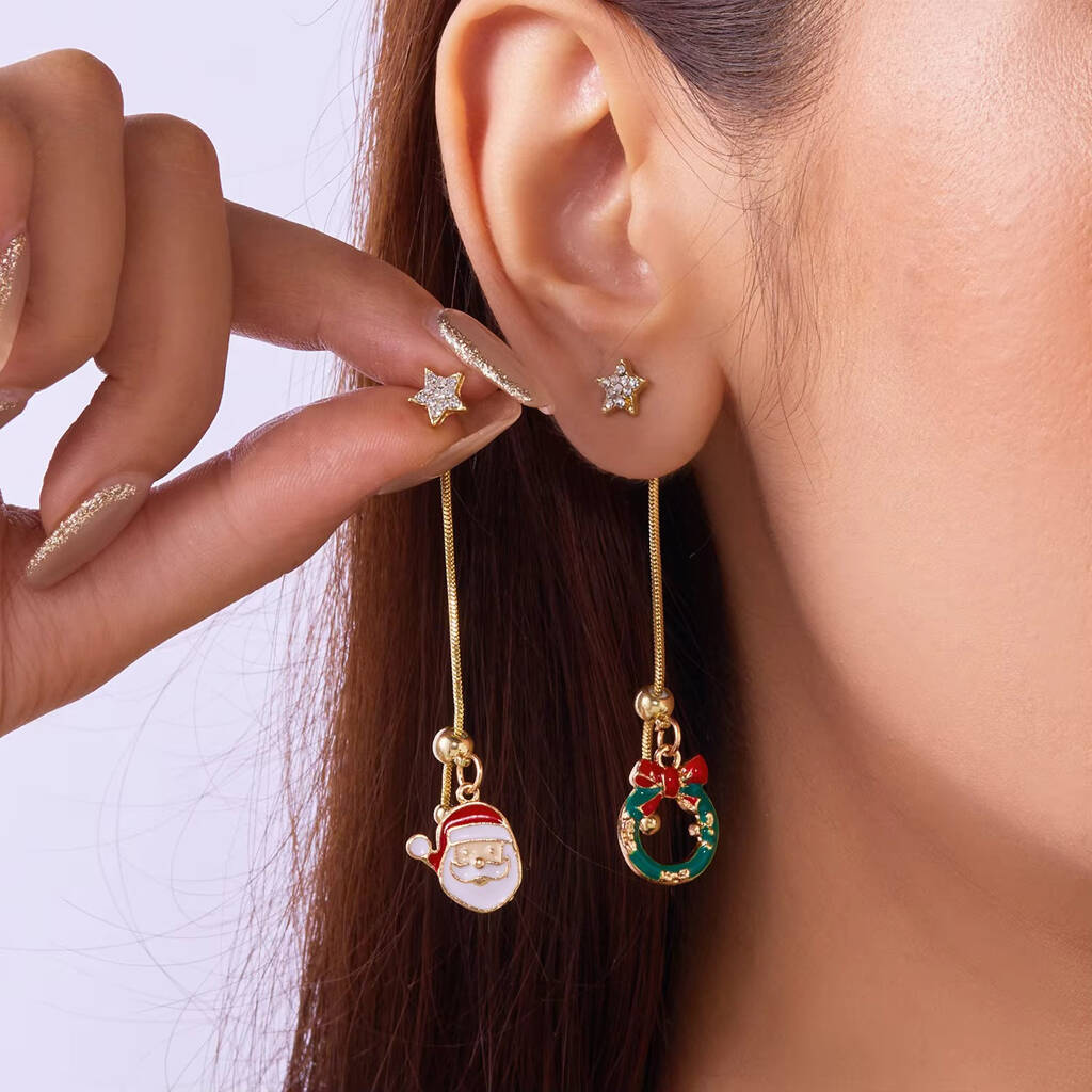 Festive Christmas Santa Drop Earrings