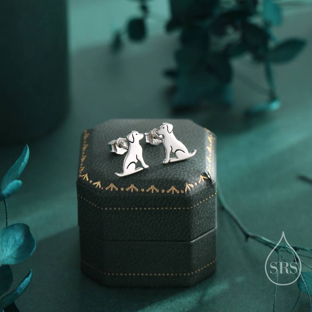 Sterling Silver Tiny Labrador Dog Stud Earrings