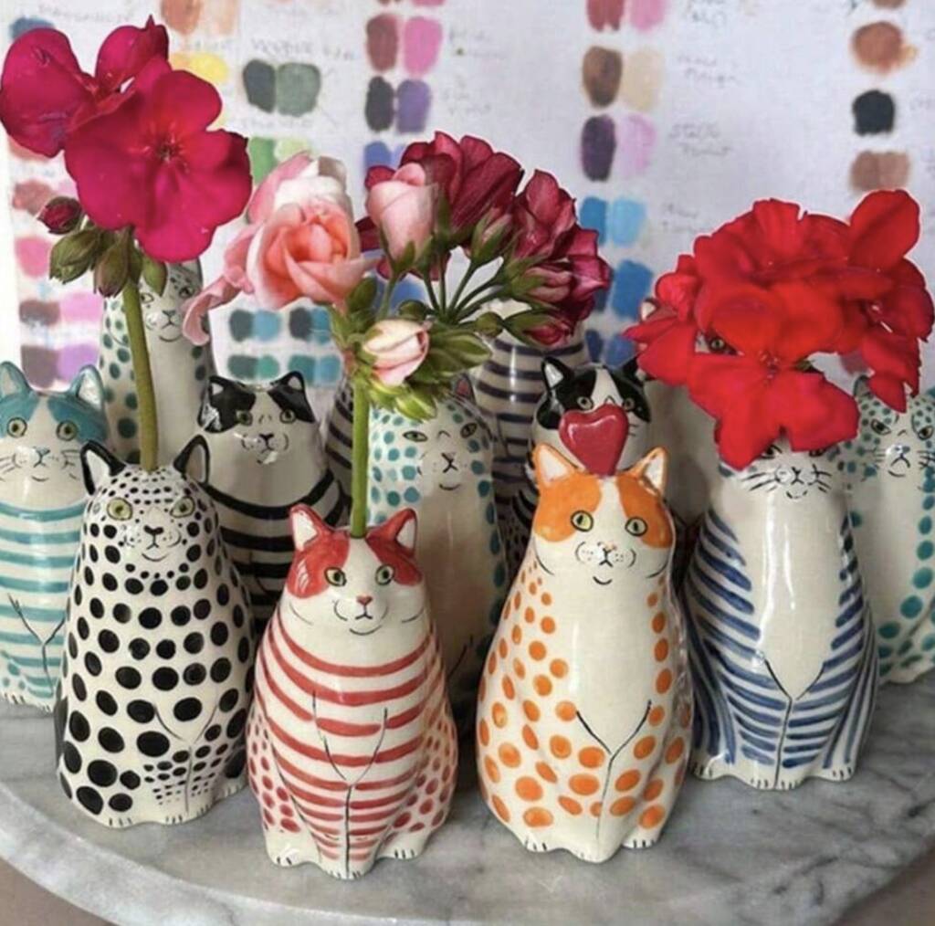 Handcrafted Cat Bud Vase