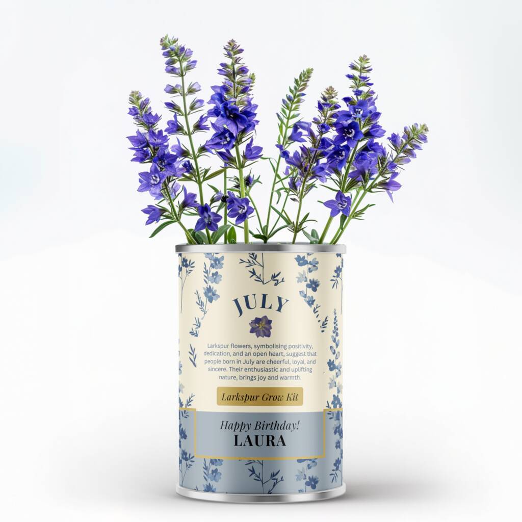 Grow Your Own July Birth Flower Personalised Name Tin
