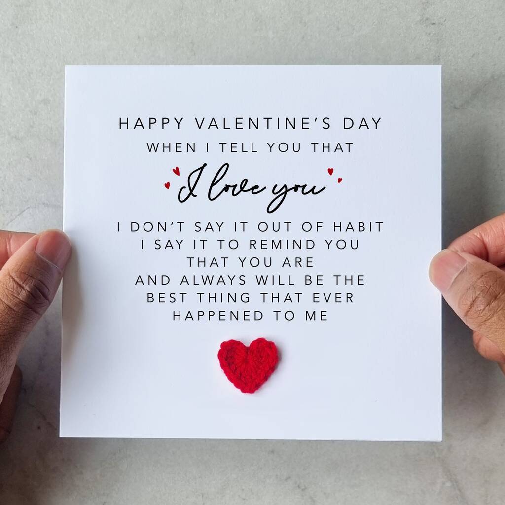 I Love You Crochet Heart Valentine's Day Card