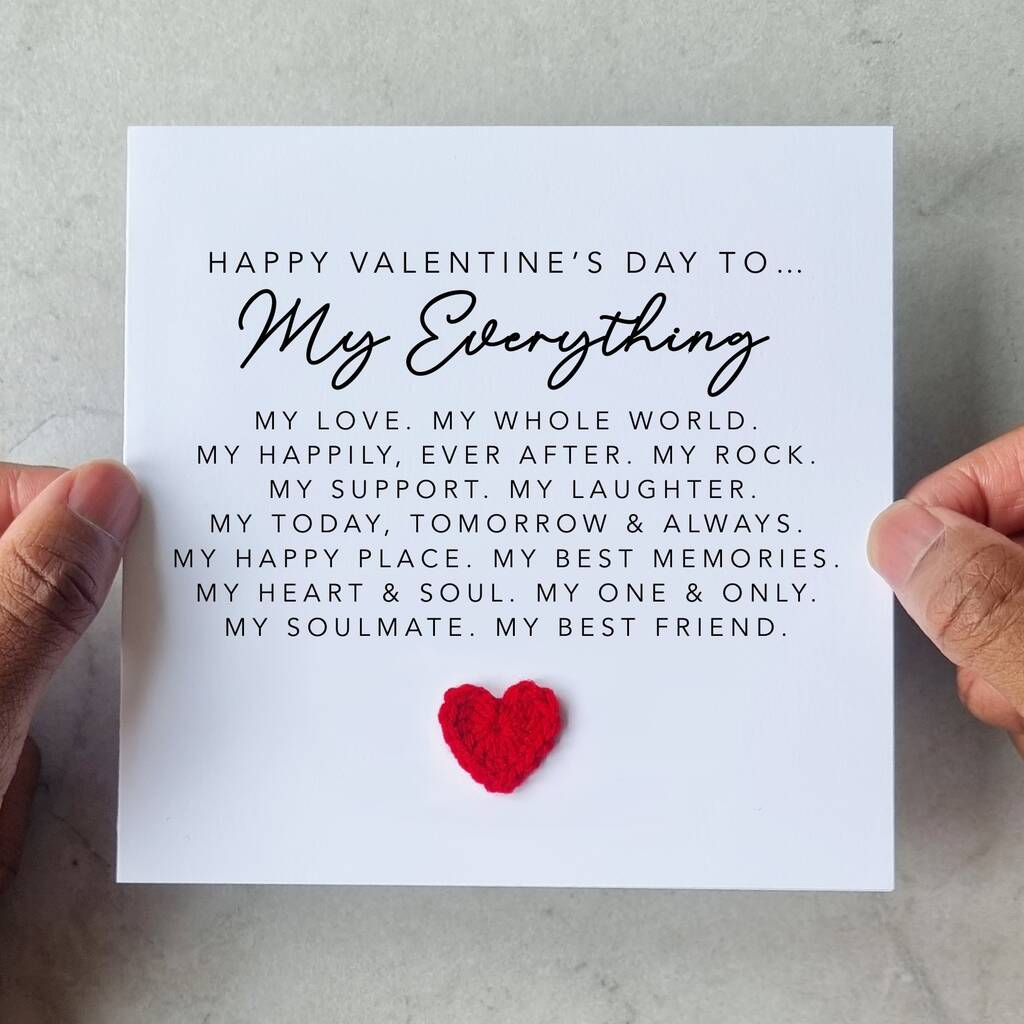 Poem Everything Crochet Heart Valentine's Day Card