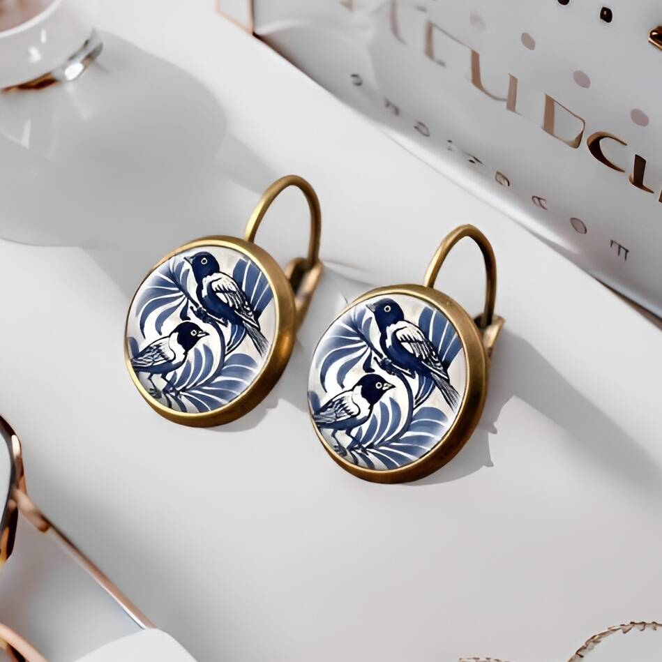 Porcelain Bird Earrings French Vintage Charm