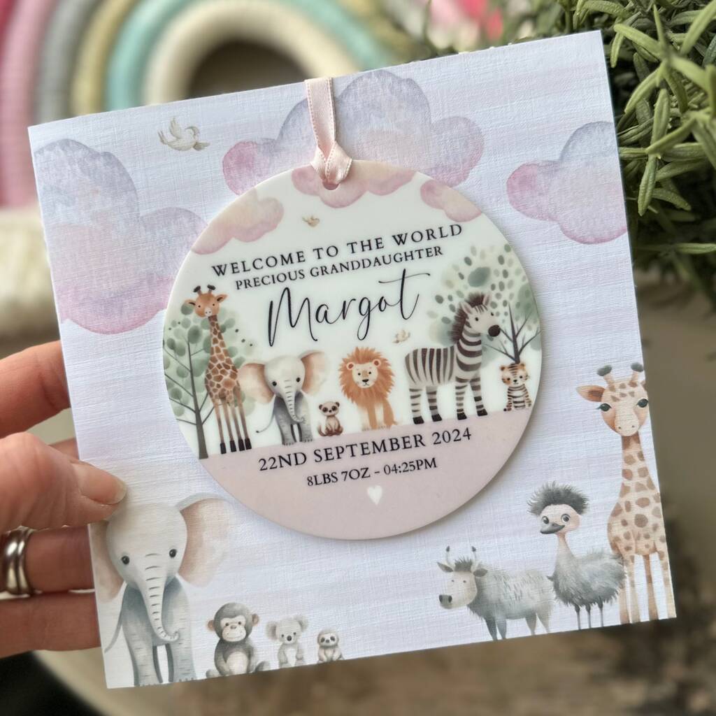 Personalised New Baby Granddaughter, Niece, Any Relation Greeting Card