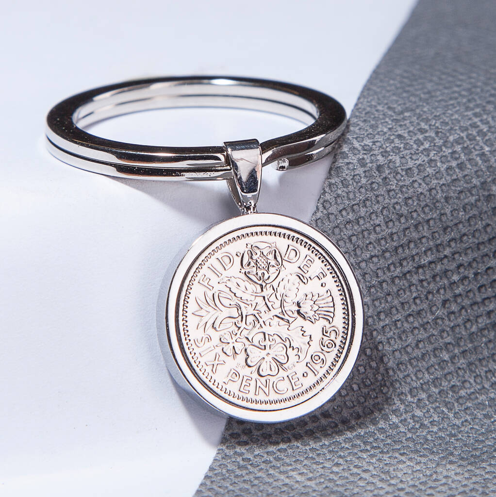 1965 60th Birthday Sixpence Coin Keyring Gift