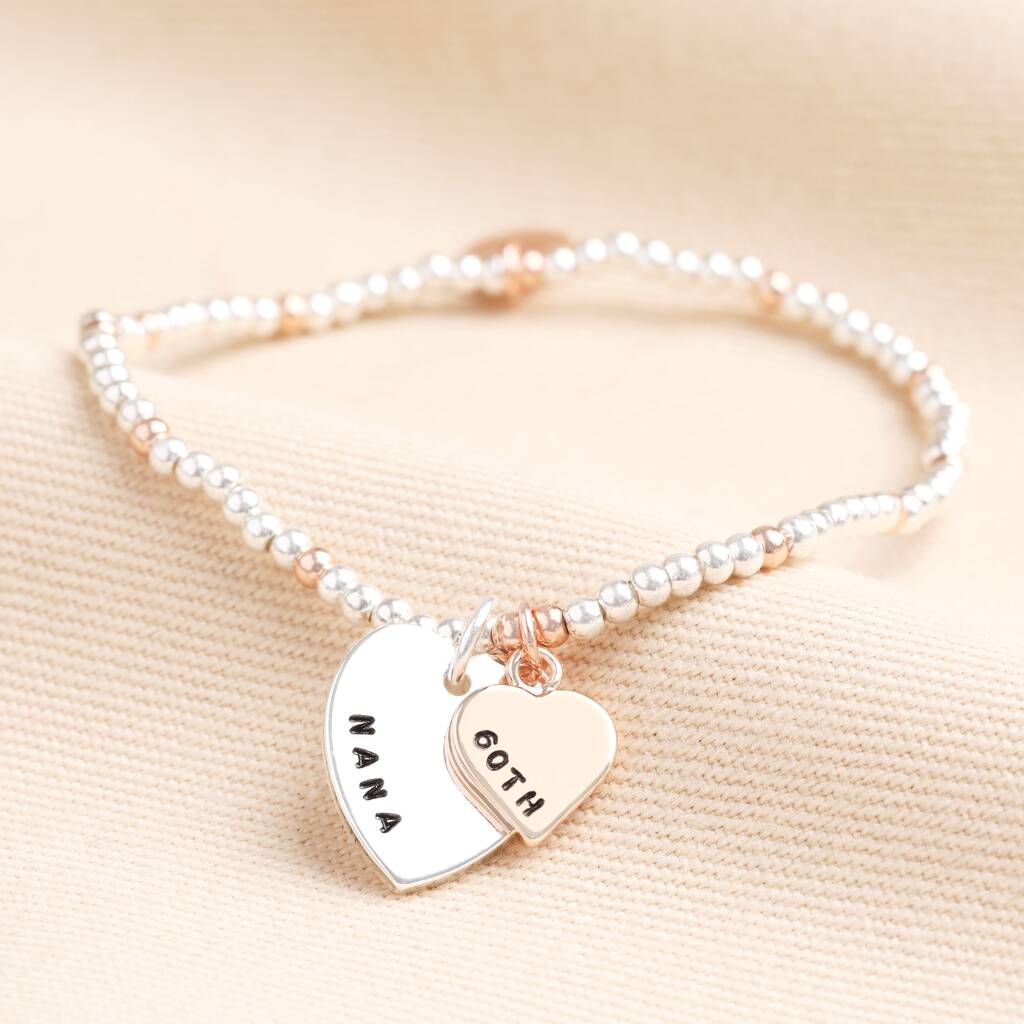 Personalised 60th Birthday Gold And Silver Bead Bracelet