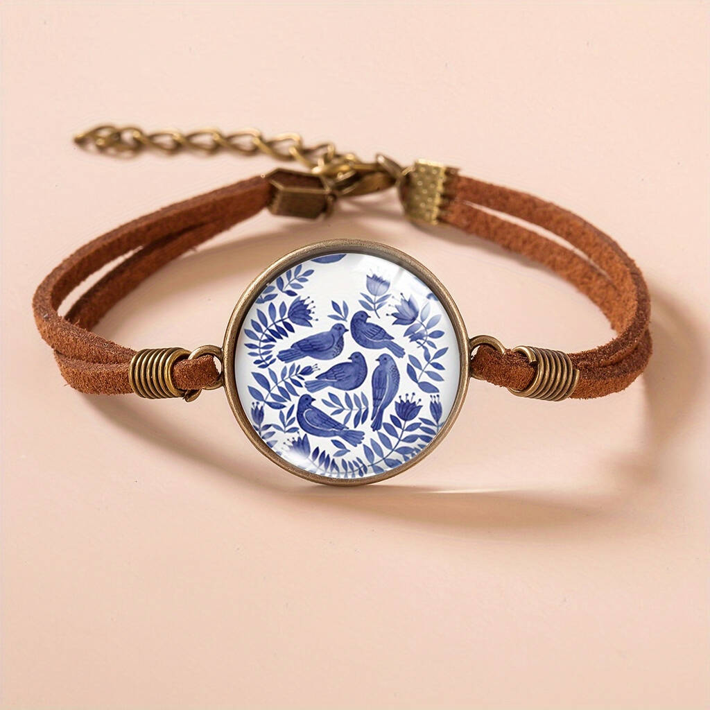 Porcelain Bird French Vintage Charm Bracelet