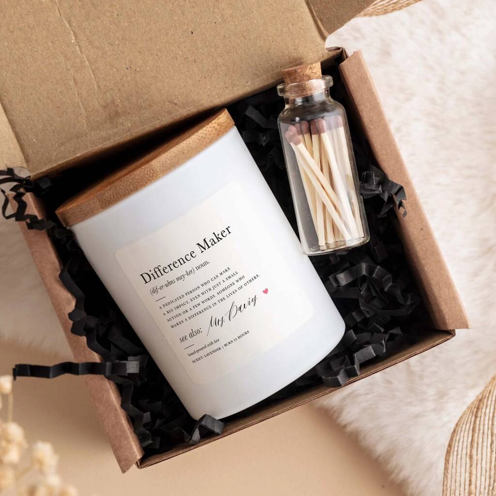 Teacher Thank You Candle - 'Difference Maker' Definition