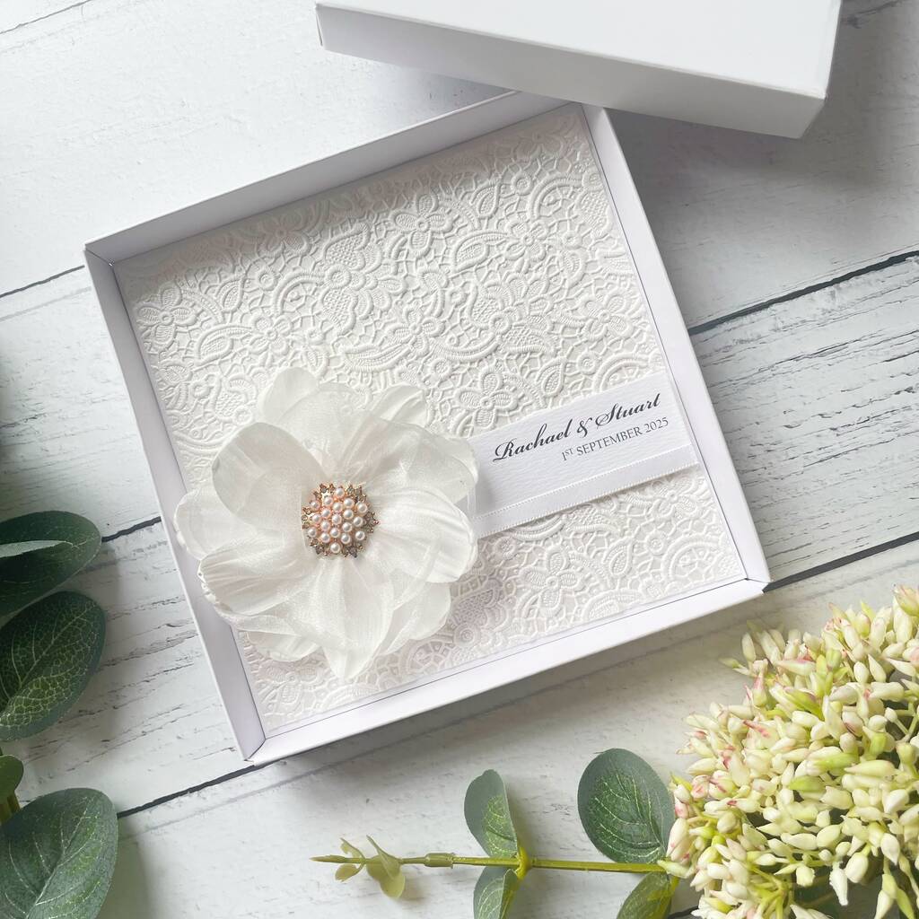 Personalised Wedding Day Card With Flower. Various Colours