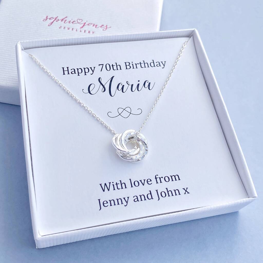 Personalised 70th Birthday Sterling Silver Necklace