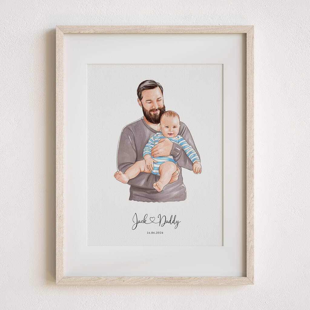Custom Father's Day Gift Hand Drawn Portrait For Dad