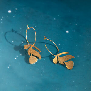 Textured Leaves Hoop Earrings