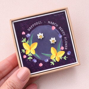 British Birth Flower Earrings Sterling Silver