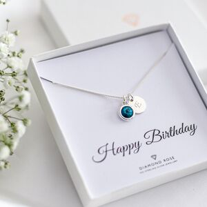 Personalised Birthday Necklace - Birthstone And Initial Gift For Her