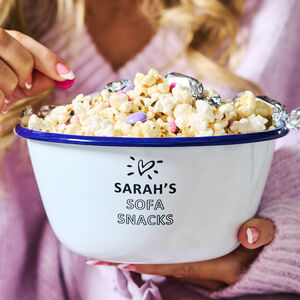 Personalised Sofa Snacks Enamel Bowl