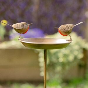 Vintage Robin Bird Bath Feeder Bowl Garden Decor Statue