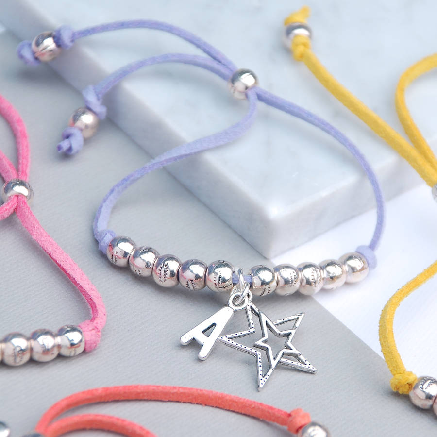 Girl's Personalised Suede Friendship Charm Bracelet