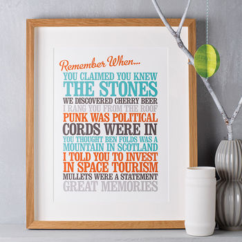 Personalised 'Remember When' Print
