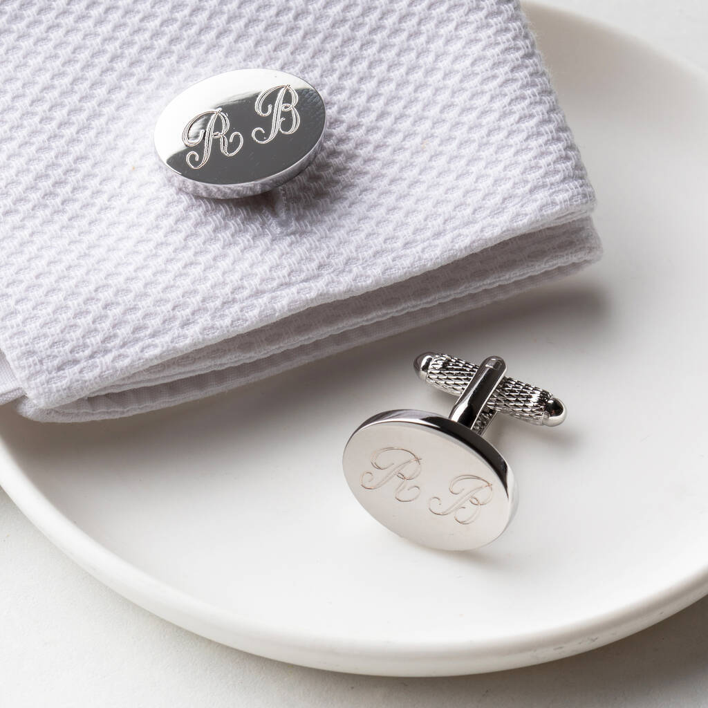 Engraved Oval Cufflinks