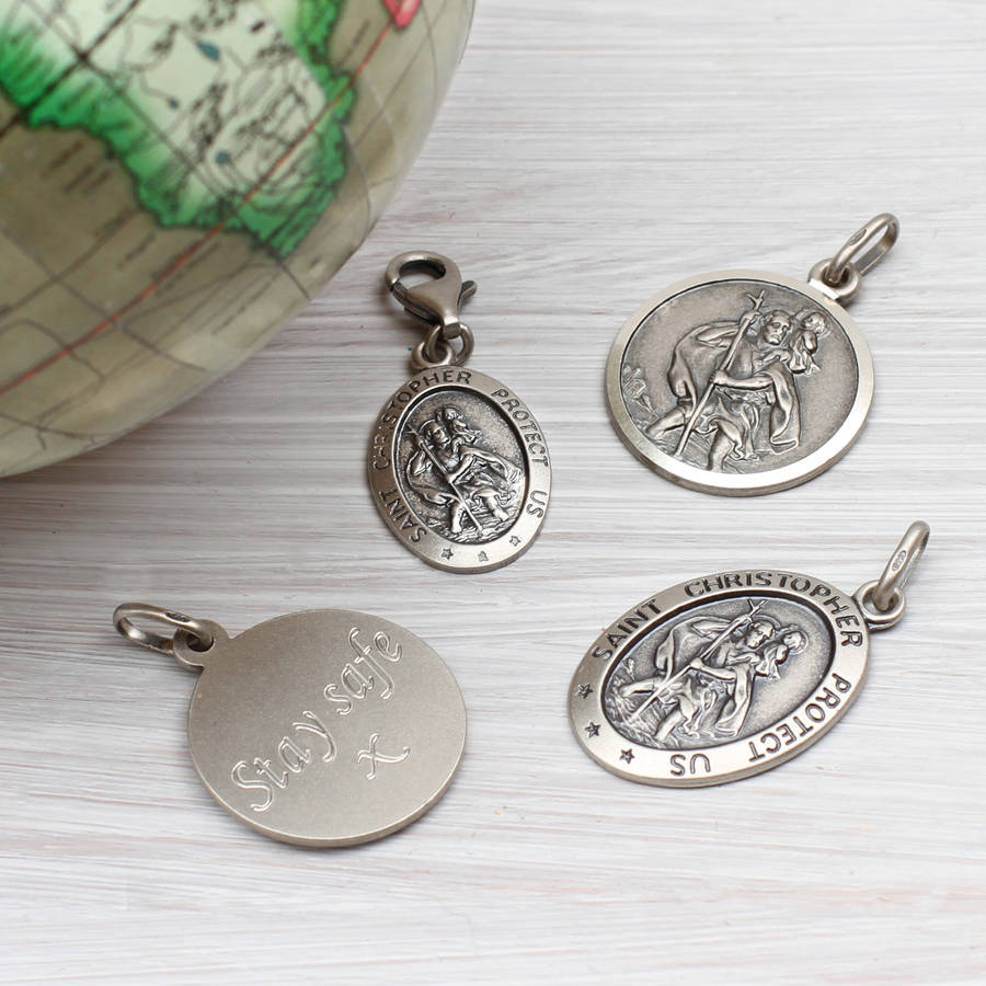 Personalised Sterling Silver St Christopher Charm