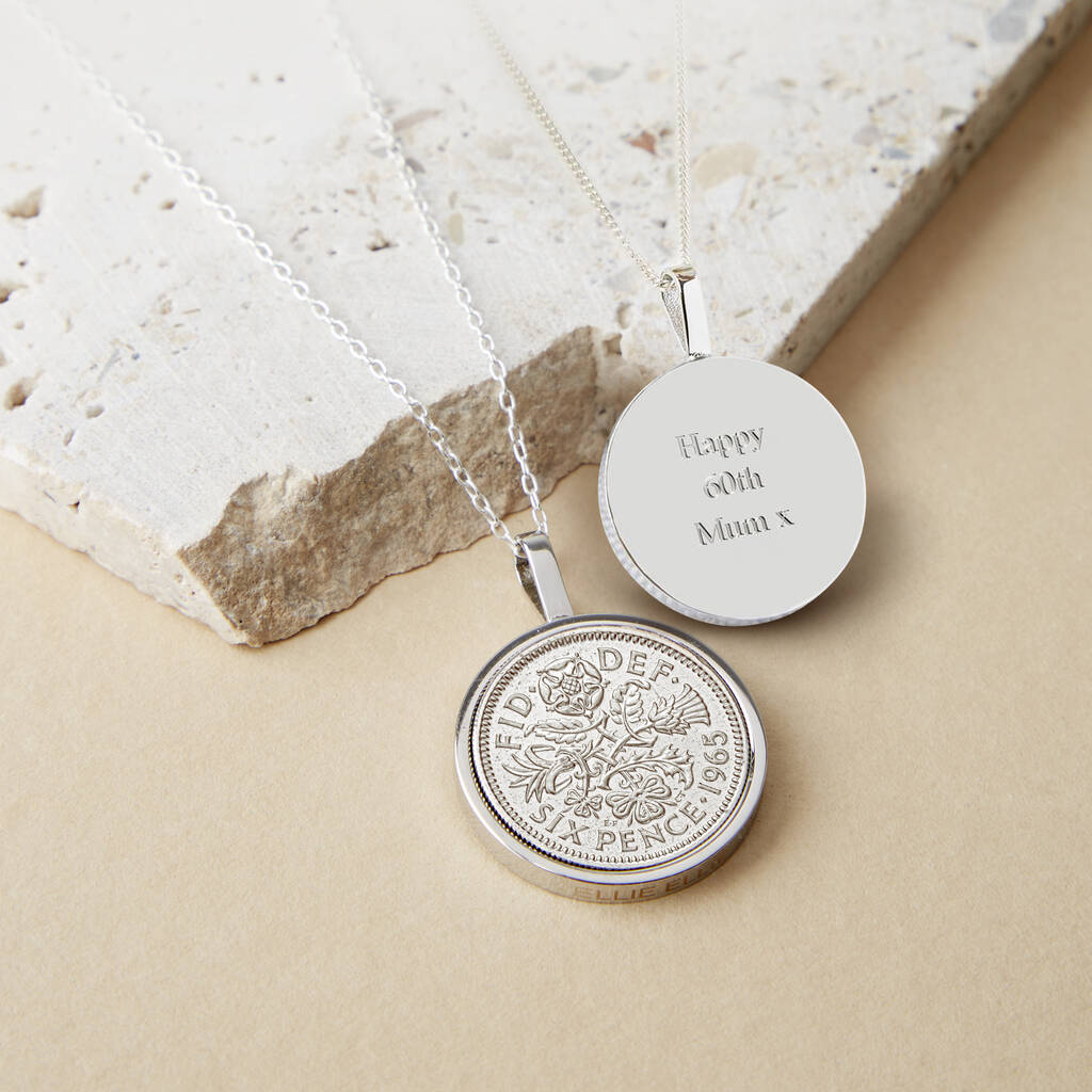 Sixpence 1965 60th Birthday Coin Necklace